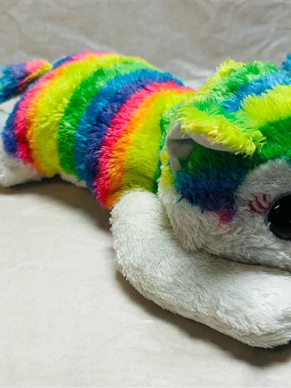 Ty Beanie Boss Robin Rainbow Husky Dog Plush Stuffed Animal